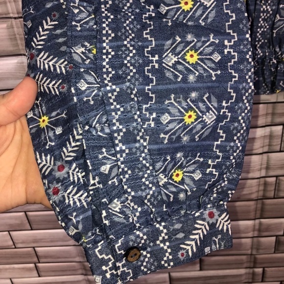 NEW! Anthropologie Forever That Girl Blue Boho Long Sleeve Blouse Size Medium - Picture 5 of 9